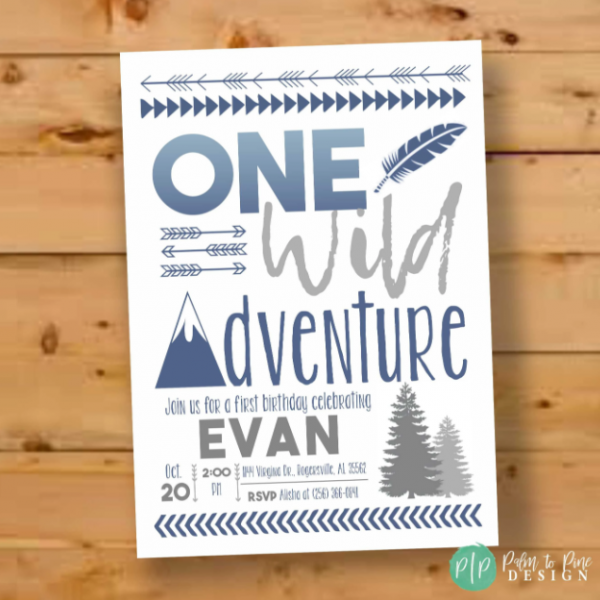 Desain undangan dengan tema petualangan di alam bebas